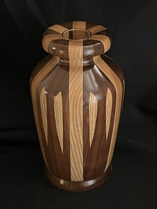 Walnut, Ash Vase with glass insert #0124002V