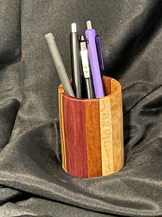 Cherry, Walnut, Sapelee, Zebra, Purple Heart Pen Cup  #1123062